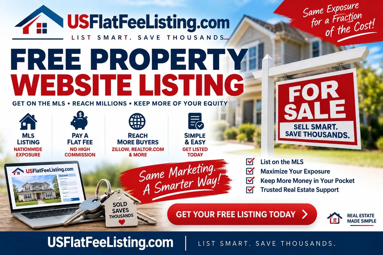 Free property website listing on USFlatFeeListing.com